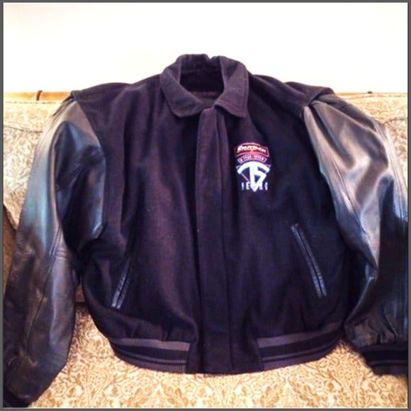 SNAP-ON 75th Anniv. Men's XL Black Wool & Leather Vintage Jacket ~ (1995) ~ EVC - Picture 1 of 14